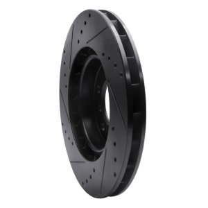 BMW M3 Brake Rotor (1) - Front - R1 Concepts - Drilled & Slotted - Black - `95-`02